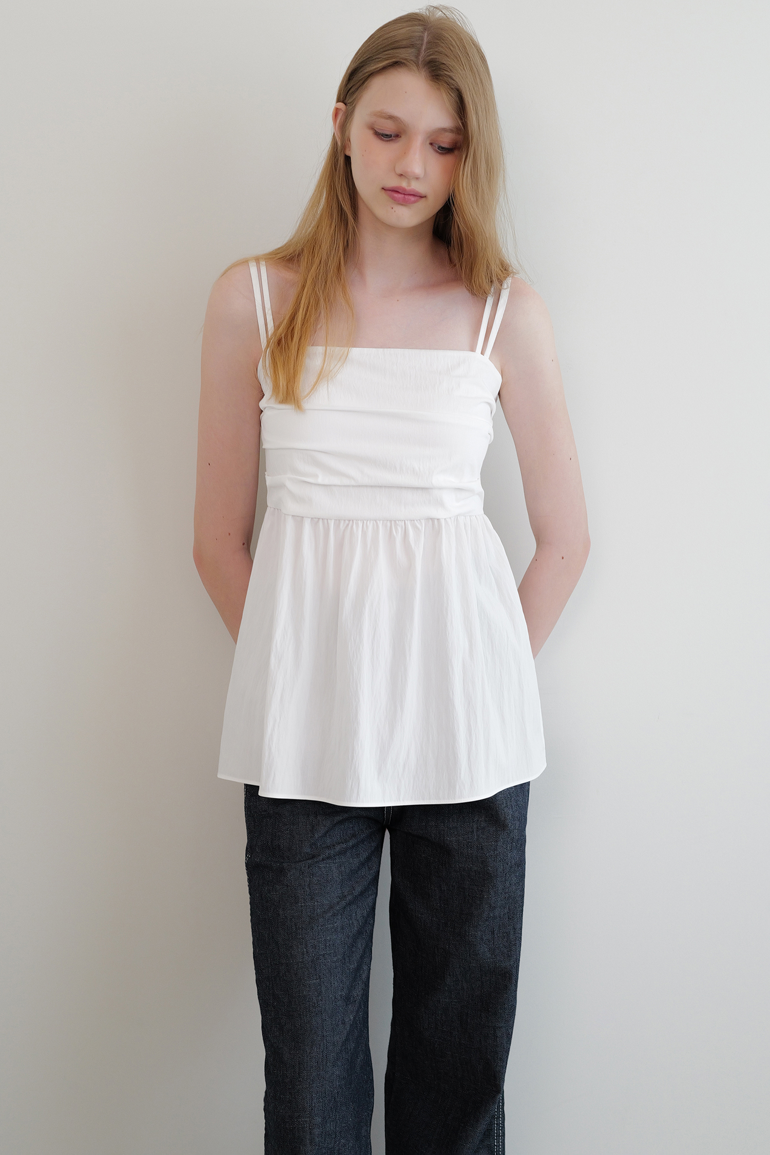 [5/24 예약배송] Two strap blouse (white)